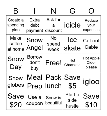 Financial Holiday BINGO Card