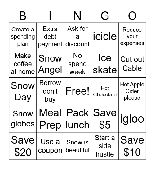 Financial Holiday BINGO Card