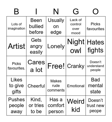 Dusk Bingo Card