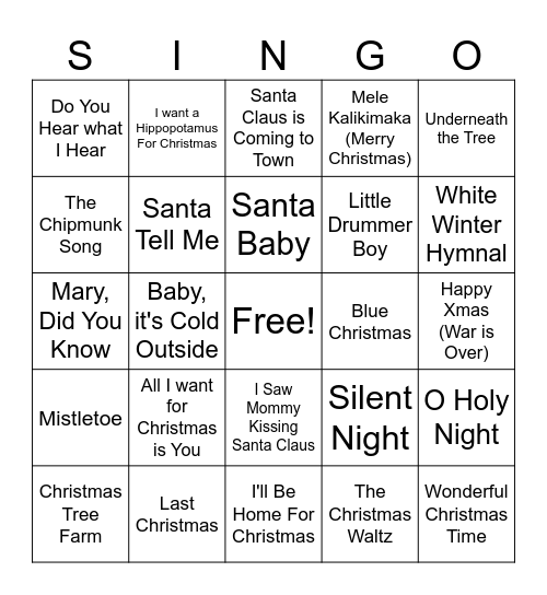 Round 2 Bingo Card