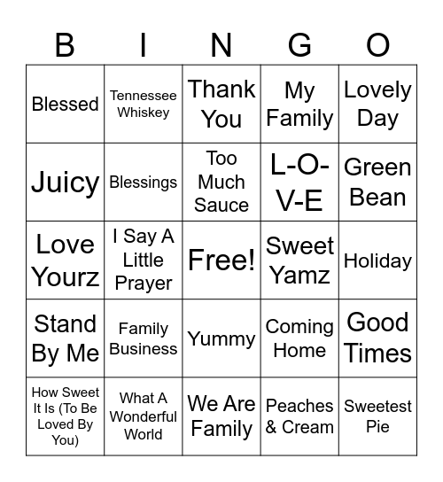 Thanksgiving Bingo Card