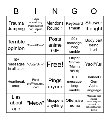 Loquanya Bingo Card Bingo Card