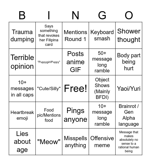 Loquanya Bingo Card Bingo Card