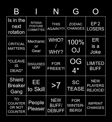BALANCE PATCH DEC 2024 Bingo Card