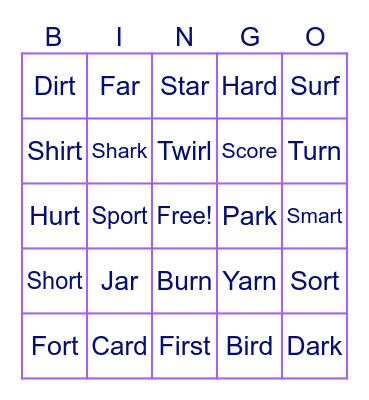 Bossy r Bingo Card
