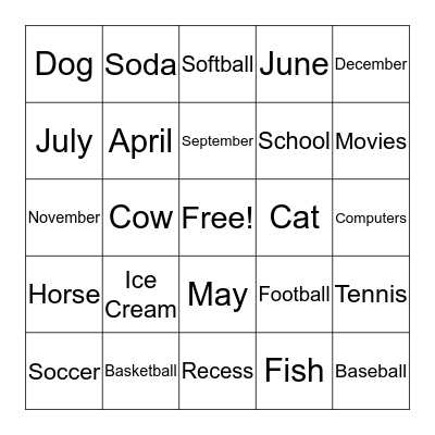 About Me Bingo Card