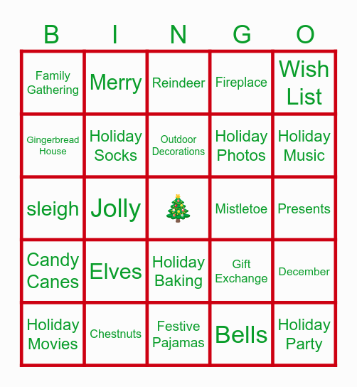 Holiday Bingo Card