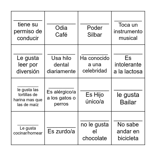 Human Bingo Card