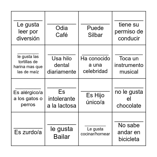 Human Bingo Card