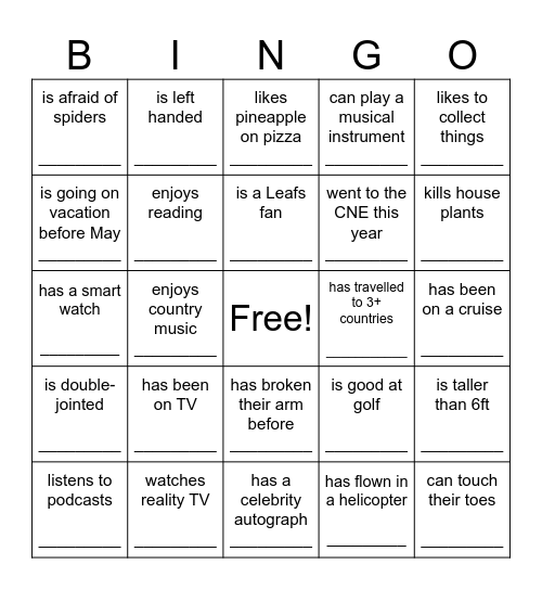 Find Someone Who... Bingo Card