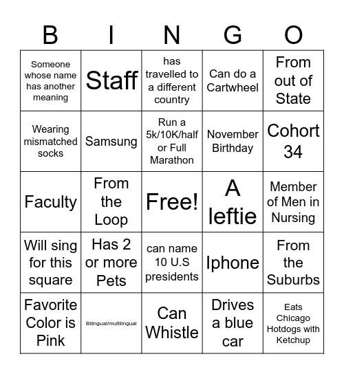 Social Bingo Card