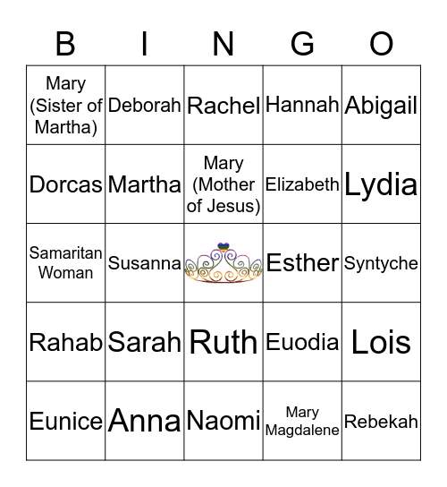 Spiritual Ladies in the Bible Bingo Card