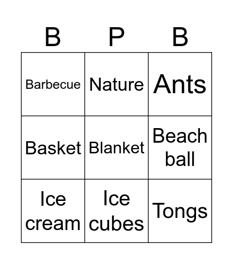 BBIA PICNIC BINGO Card