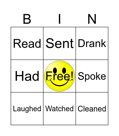 PAST SIMPLE Bingo Card