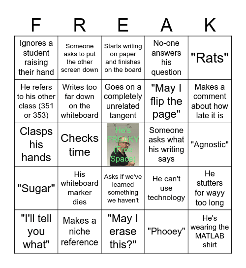 𝓯𝓻𝓮𝓪𝓴𝔂 BINGO Card