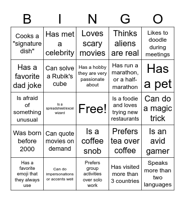 People Bingo Card
