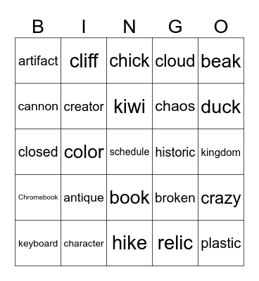 5 Ways to Spell /k/ Bingo Card