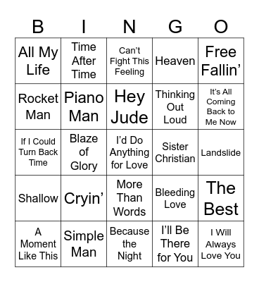 Ballads Bingo Card