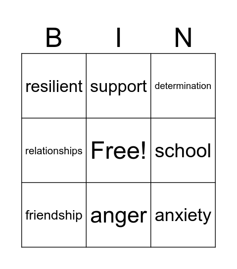 Wellbeing Bingo Card