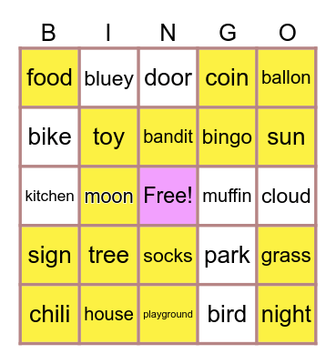 Bluey Bingo Card