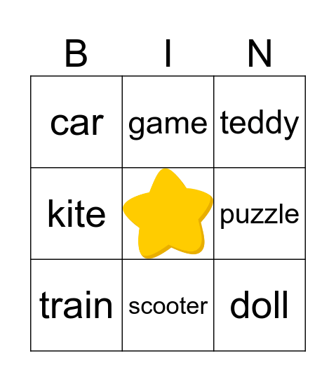 Toys Bingo Card