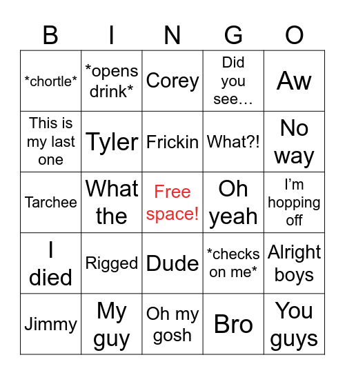 Gaming Bingo Card