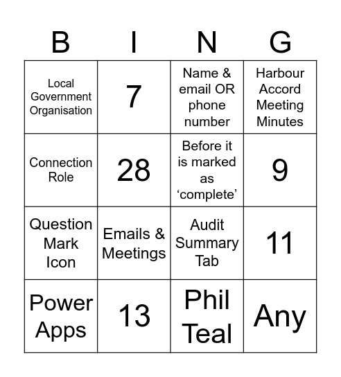He Hapori Bingo Card