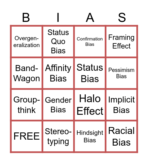 BIAS BINGO Card