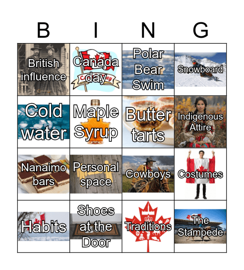 CANADA Bingo Card