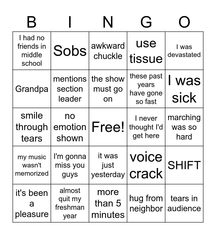 remember when bingo Card