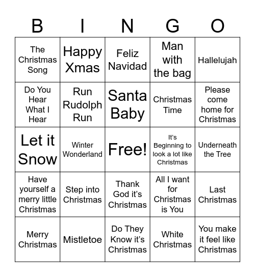 Christmas Bingo Card