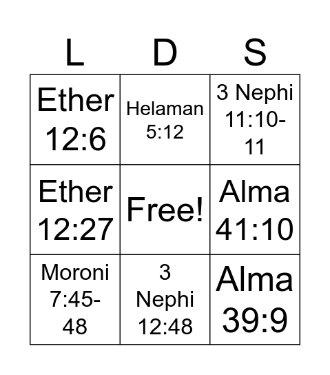 Scripture Bingo Card