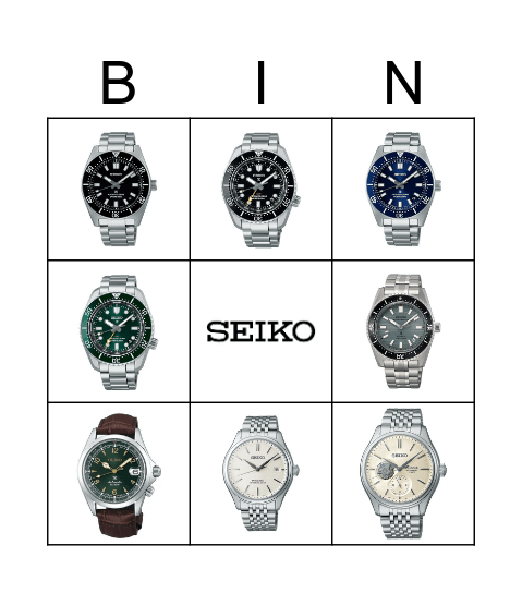 Seiko bingo Card