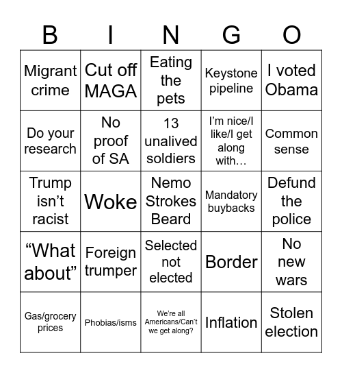 MAGA Bingo Card