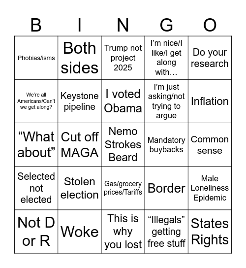 MAGA Bingo Card