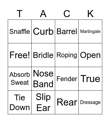 Tack Bingo Card