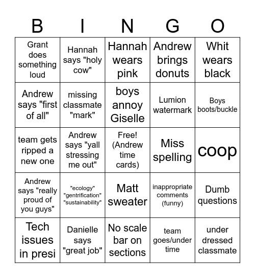 Shhhhhhhhh Bingo Card