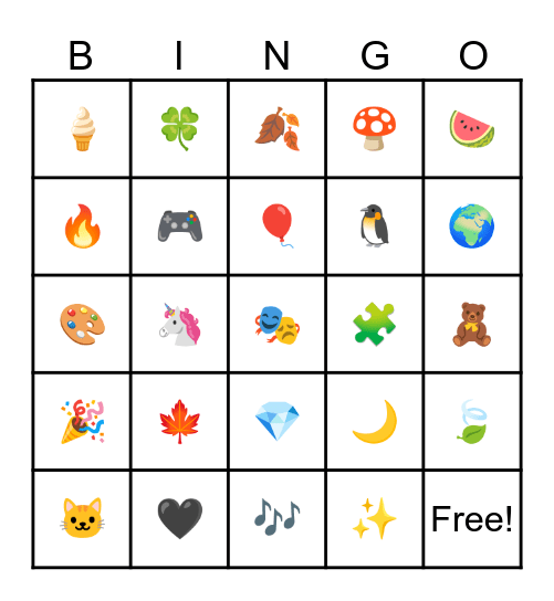 Emojis Bingo Card