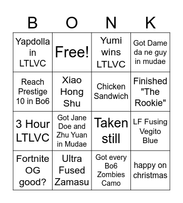 Personal End of 2024 Bingo Card Bingo Card