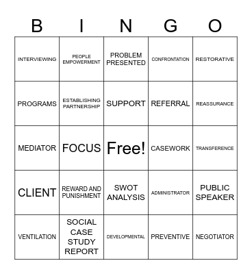 SOCIAL WORK Bingo Card