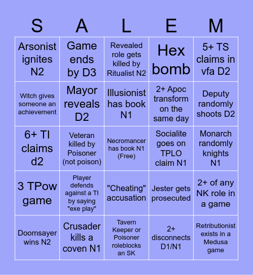 Salem (Updated 11/20/24) Bingo Card