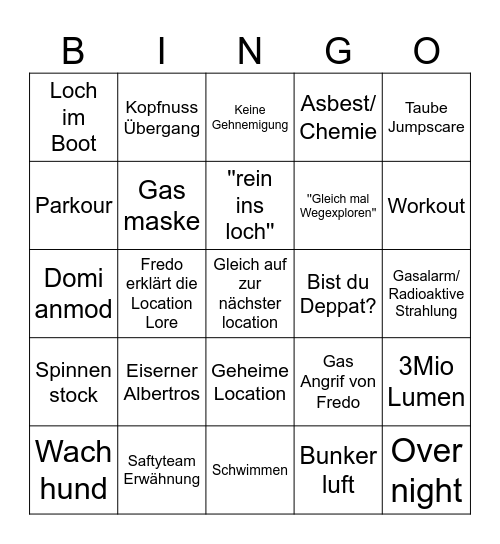 Roofless TV Bingo Card