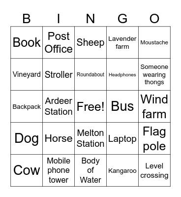 Scavenger Hunt Bingo Card