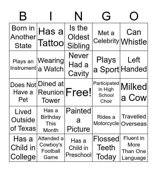 Choir Picnic BINGO Card
