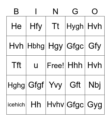 Vocabulary Bingo Card