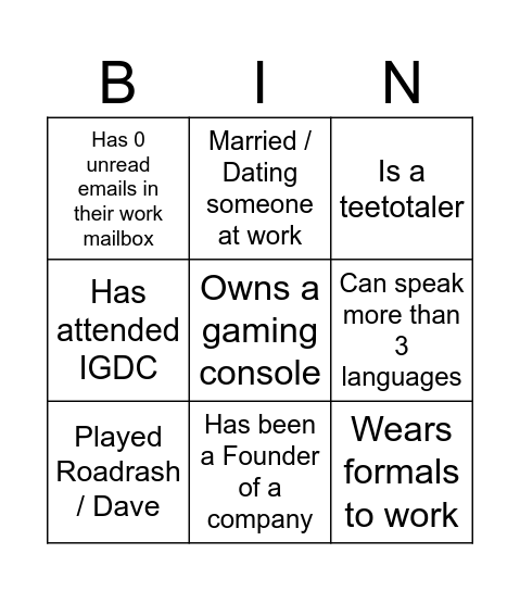 Human Bingo Card