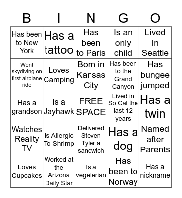 Nate's Bingo Lingo! Bingo Card