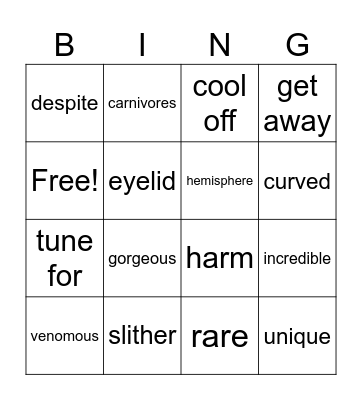 Australia Bingo Card