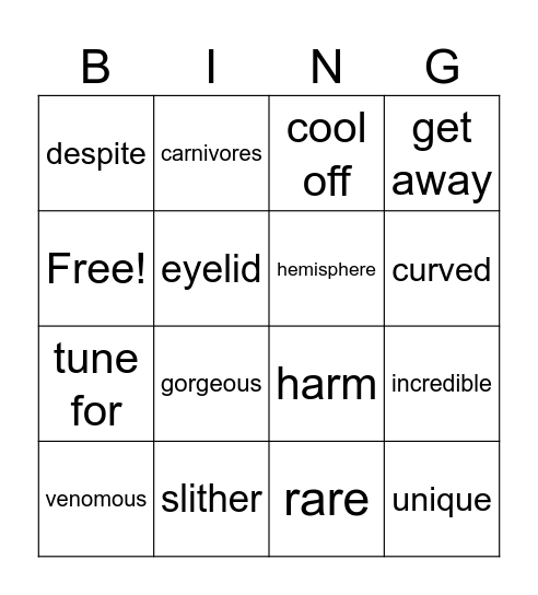 Australia Bingo Card