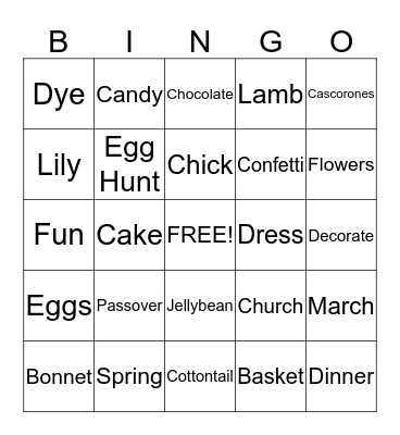 Easter Bingo Card